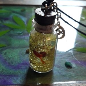 Glass bottle pendant mushroom